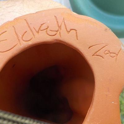 " Eldreth Pottery Cobalt Salt Glazed Santa" Red clay special.