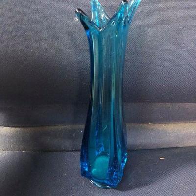 Blue glass vase (possibly Dugan)