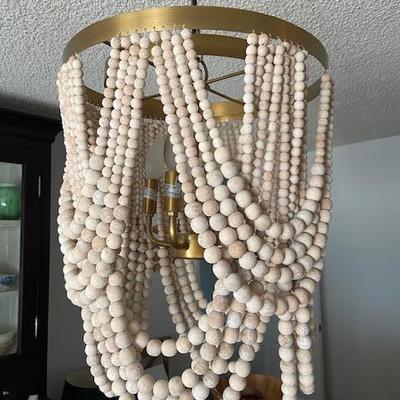 DRAPED BEADED CHANDELIER WHITEWASHED 4-LIGHT 