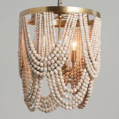 DRAPED BEADED CHANDELIER WHITEWASHED 4-LIGHT 