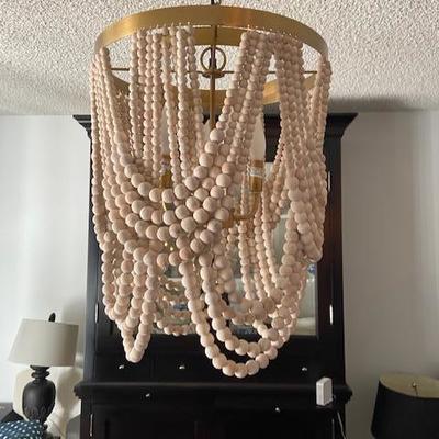 DRAPED BEADED CHANDELIER WHITEWASHED 4-LIGHT 