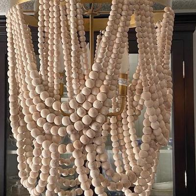 DRAPED BEADED CHANDELIER WHITEWASHED 4-LIGHT 