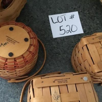 520: Set of 3 Signed Longaberger Baskets