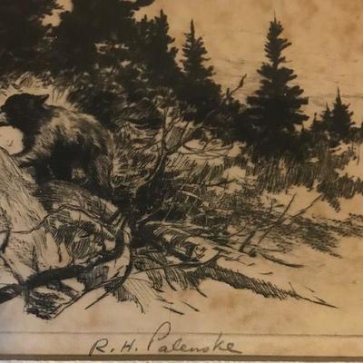 R.H. Palenske Big Game Country Signed Etching