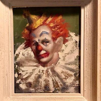 Deno Sider Clown Original Signed Oil Painting (small)
