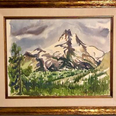 Mount Jefferson Oregon Framed Watercolor