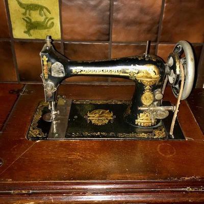 Antique Singer Sewing Machine and Cabinet