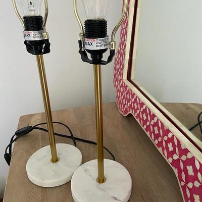 PAIR (2) OF GOLD MARBLE ACCENT LAMPS (no shades)