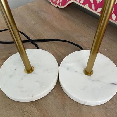 PAIR (2) OF GOLD MARBLE ACCENT LAMPS (no shades)