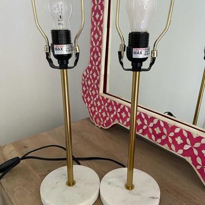 PAIR (2) OF GOLD MARBLE ACCENT LAMPS (no shades)