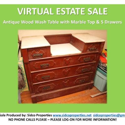 Antique Wash Table with Marble Top