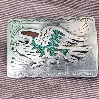 Silver & Turquoise Belt Buckle