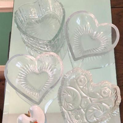 Glass & China Heart Bowls - Set of 5