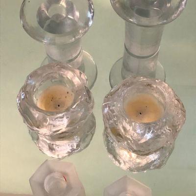 Clear Glass Candle Holders - 3 Sets of 2 Each