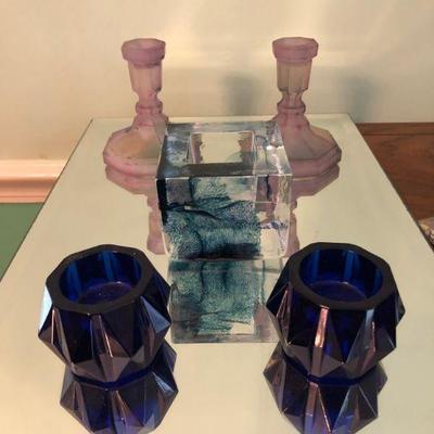 Candle Holders - Group of 5: 2 sets of 2 and 1 single holder