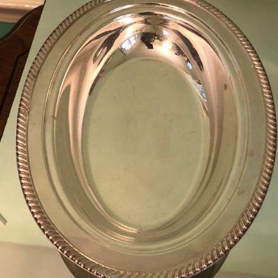 Silver-plated serving dish with top.