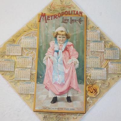 Metropolitan Life Ins. 1890 selling calendar. ( Real )
