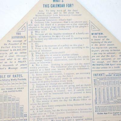 Metropolitan Life Ins. 1890 selling calendar. ( Real )