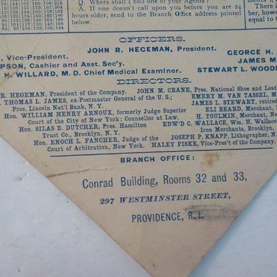Metropolitan Life Ins. 1890 selling calendar. ( Real )
