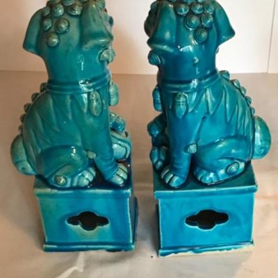 Lot #65 Pair of  Chinese Blue Glazed Foo Dogs