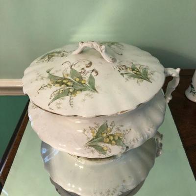 Antique Chamber Pot with Flower Pattern