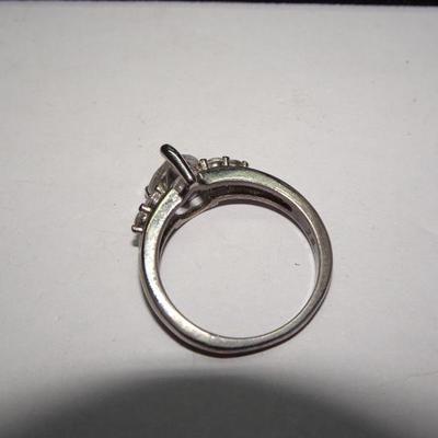 Solitaire Silver Tone simulated Diamond Ring 