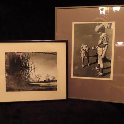 2 Framed Black and White photos