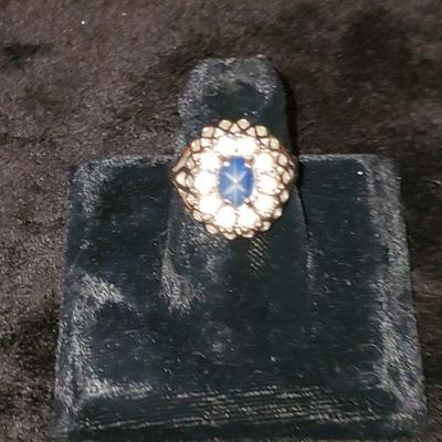 18K HGE Blue Stone Ring