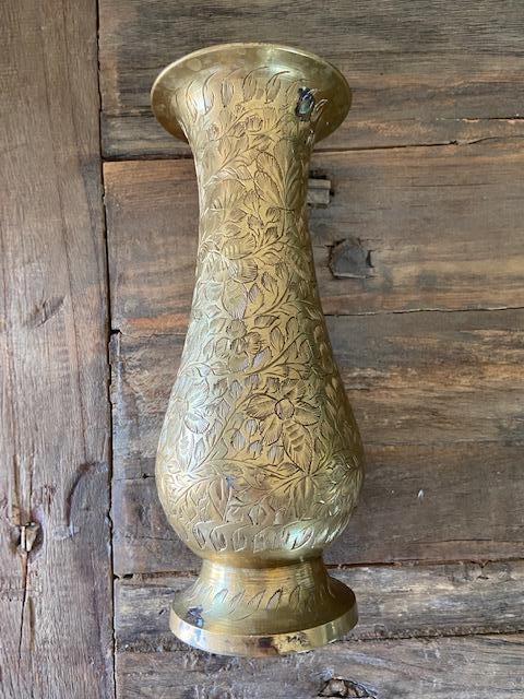 BRASS VASE etched made in India