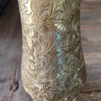 BRASS VASE etched made in India