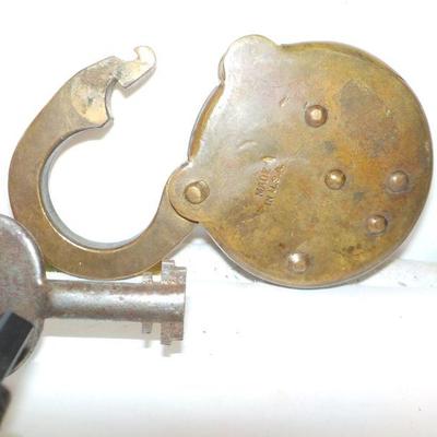Antique " Six Levers" Brass lock and Key.