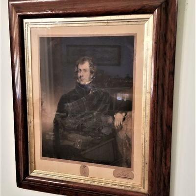 Lot #185  Antique framed Engraving of David Wemyss, Lord Elcho - 6th Earl of Wemyss - with original autograph