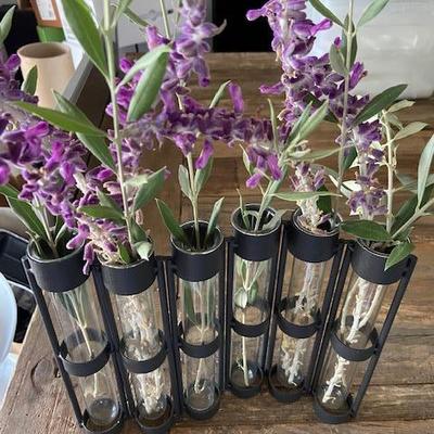 GLASS & METAL BUD VASE connected 
