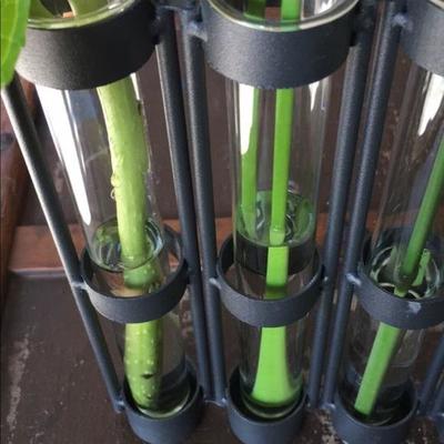 GLASS & METAL BUD VASE connected 