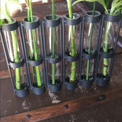 GLASS & METAL BUD VASE connected 