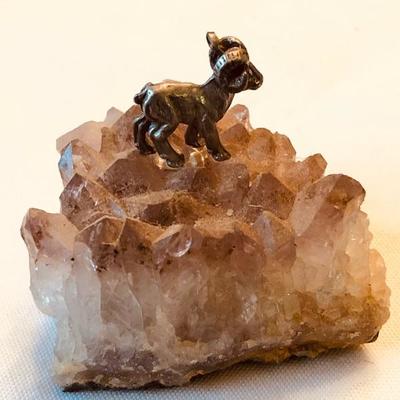 Pewter Ram Amethyst Mineral figure