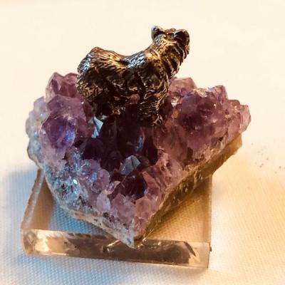 Pewter Bear Amethyst Mineral figure