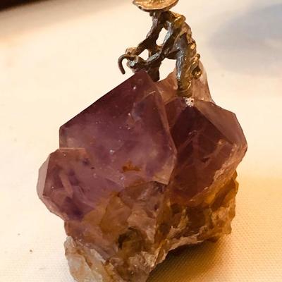 Pewter Gold Prospector Amethyst Mineral figure