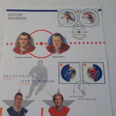 First day Issue Mint stamps " Maurice Richard",  " Doug Harvey". (4 )