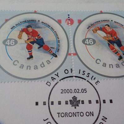 First day Issue Mint stamps " Maurice Richard",  " Doug Harvey". (4 )