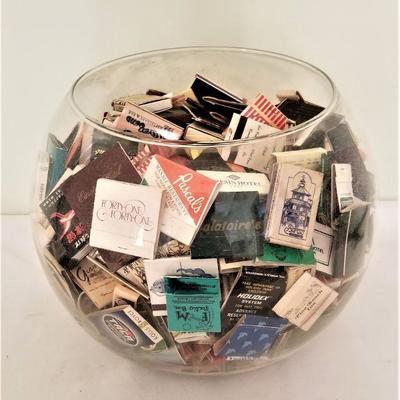 Lot #190  Large Glass Book full of Vintage Matchbooks - some local Ain't Dere no More
