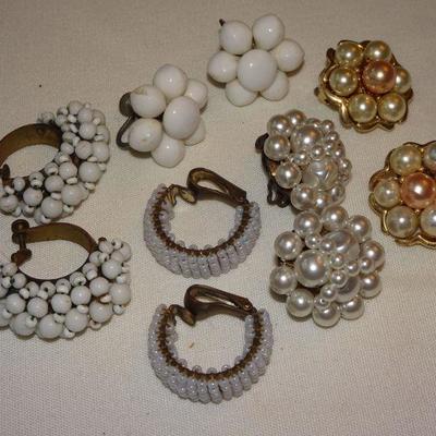 Vintage Pearl Cluster Earring Lot 