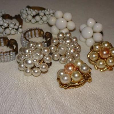 Vintage Pearl Cluster Earring Lot 