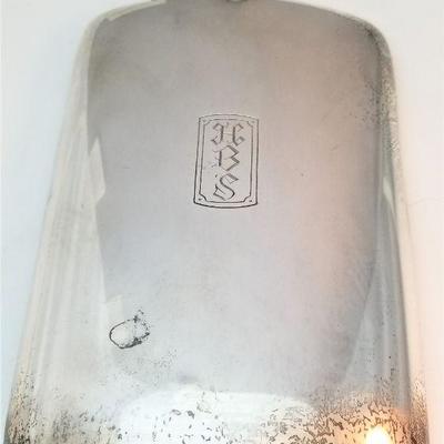 Lot #196  Large Sterling Silver Drinking Flask - initials 