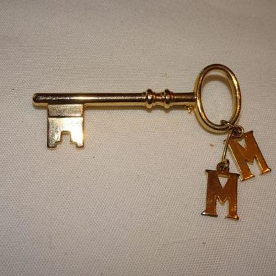 Initial M Key To My Heart Pin Brooch 