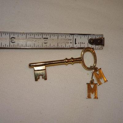 Initial M Key To My Heart Pin Brooch 