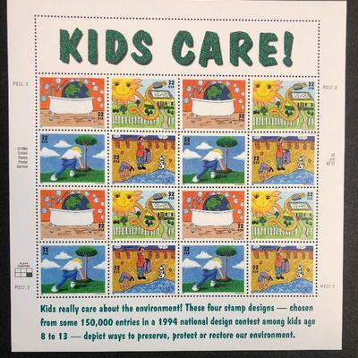 #16 KIDS CARE Postage Stamps Full Sheet 