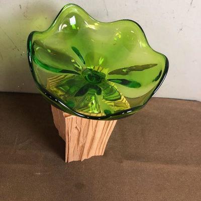 #29 Green Glass 1960's Compote
