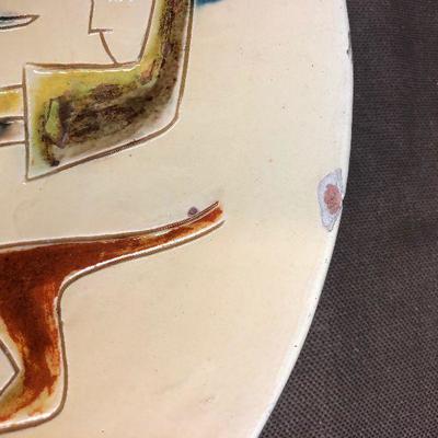 #48 Mid-Century Art Pottery Bullfighter Bowl  