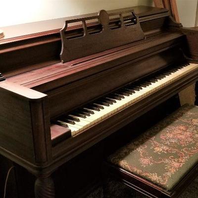 Lot #208  Mason & Hamlin Vintage Piano with Bench (Needlepoint seat) - still sounds good.